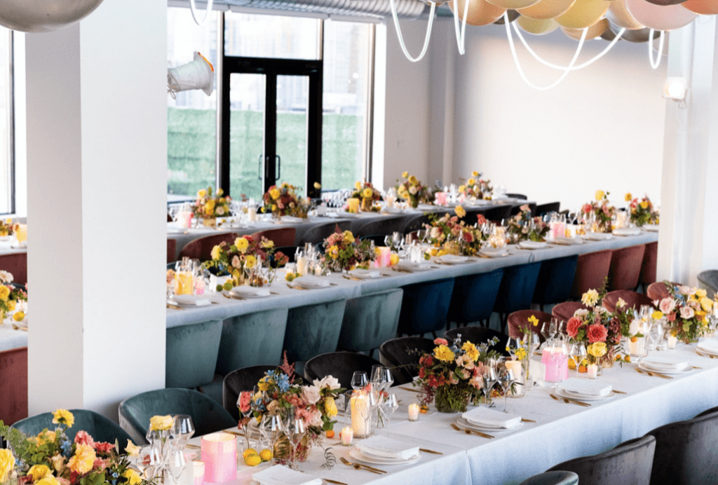 Weeding food table decorated.